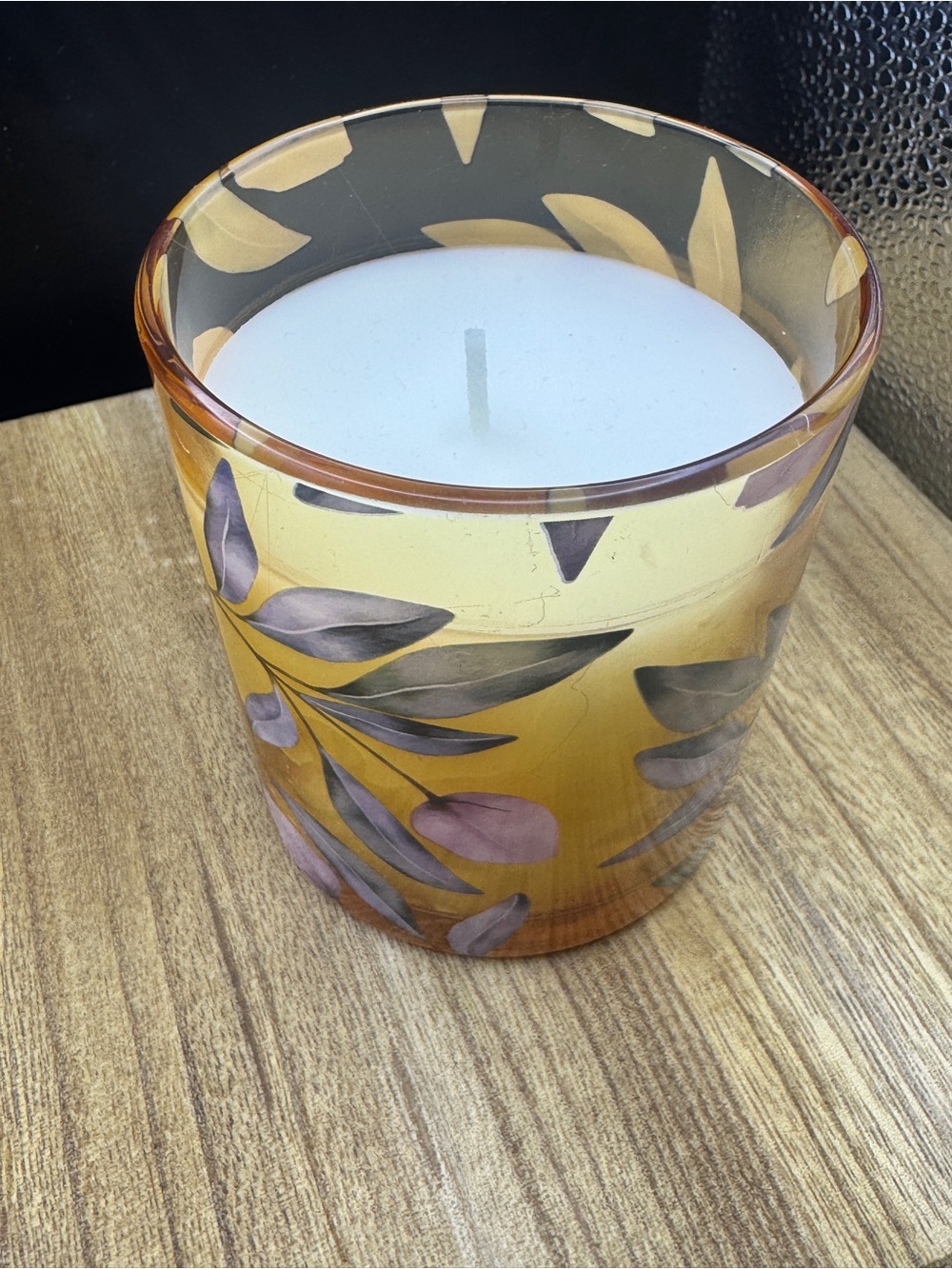 Hand-Painted Yellow Floral Glass Passionflower Nectar Soy Candle